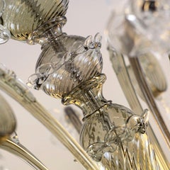Classic Chandelier, 8Lights, Grey Murano Glass, lampshades V-Magic by Multiforme