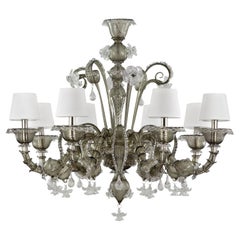 Classic Chandelier, 8Lights, Grey Murano Glass, lampshades V-Magic by Multiforme