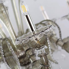 Lustre classique, 8 lampes, en verre de Murano gris V-Magic de Multiforme, en stock
