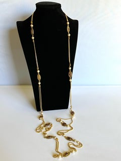 Classic Chanel Gilt Pearl and Glass Medallion Sautoir 1980s