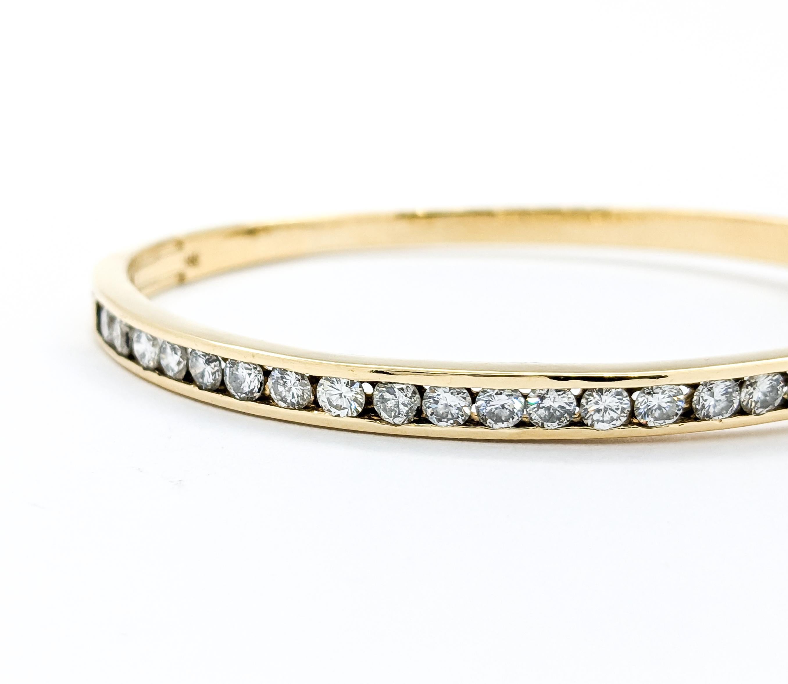 Classic Channel Set Diamond Hinged Bangle in Yellow Gold 1