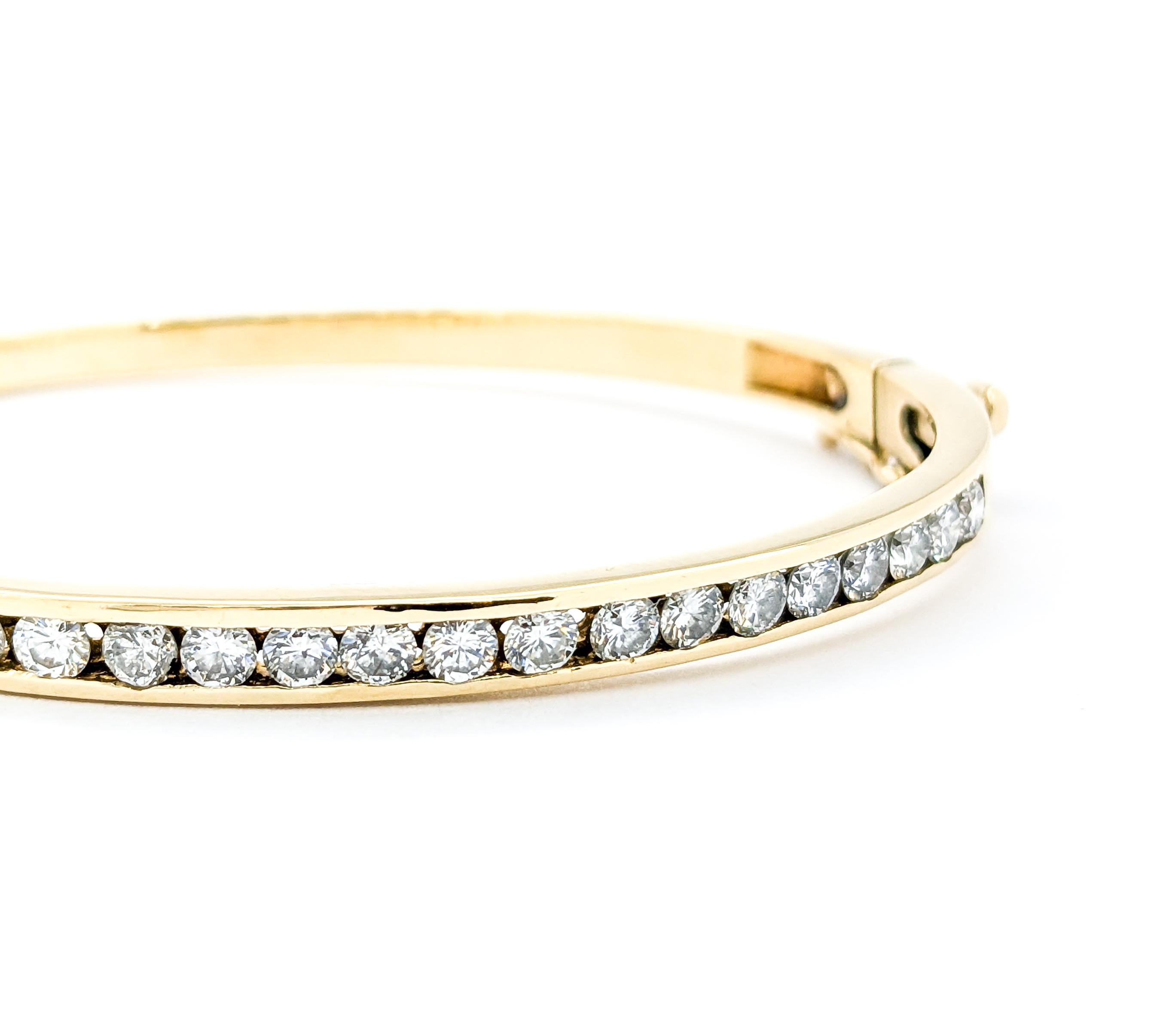 Classic Channel Set Diamond Hinged Bangle in Yellow Gold 2