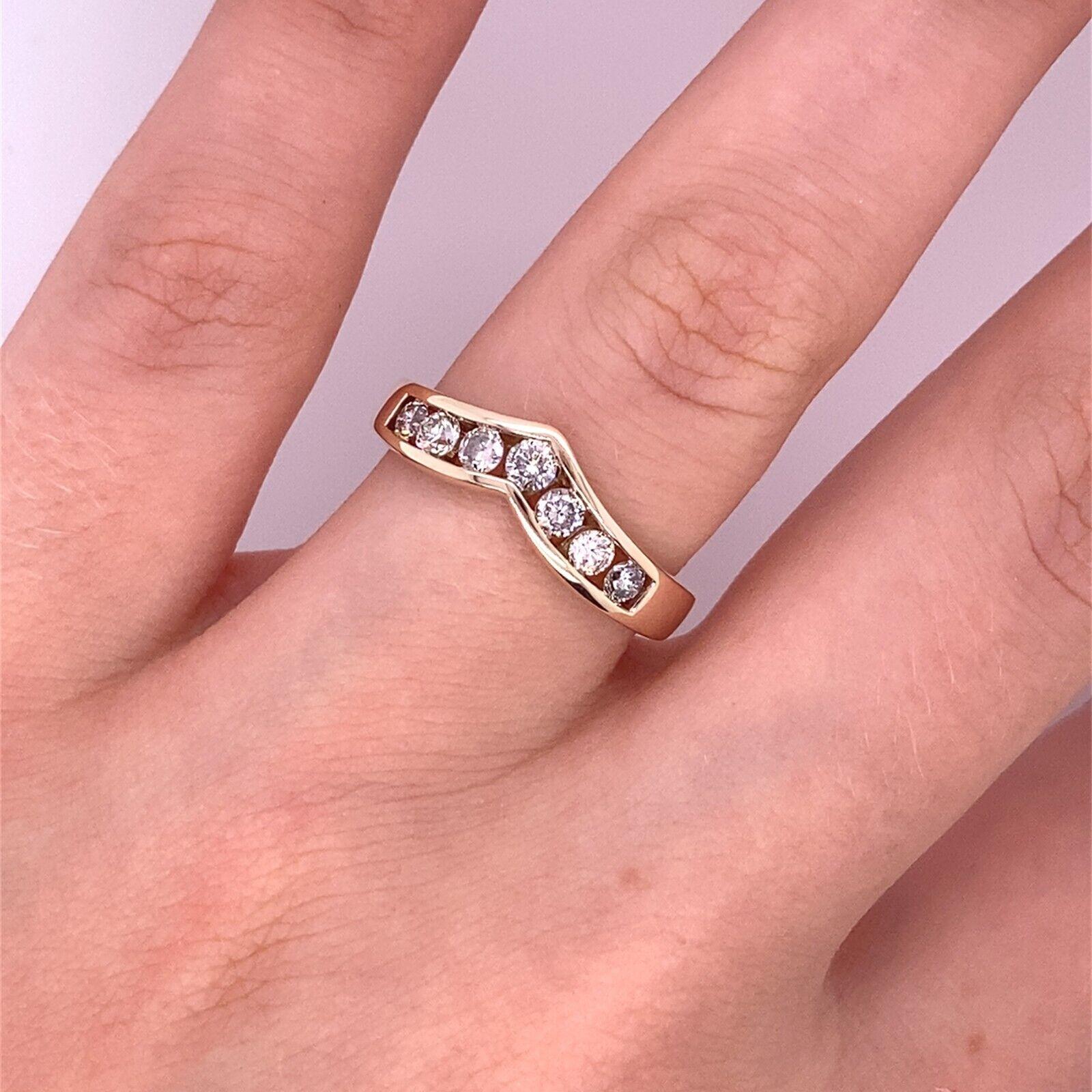 Classic Channel Set Diamond Wishbone Ring 0.50ct Diamonds in 9ct Yellow Gold In Excellent Condition For Sale In London, GB