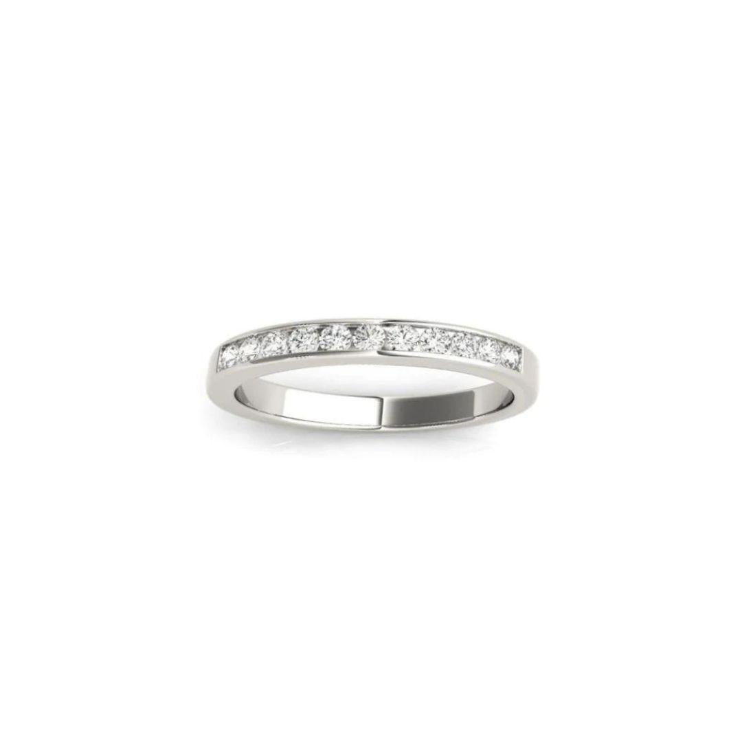 Round Cut Classic Channel Set White Gold Diamond Band For Sale