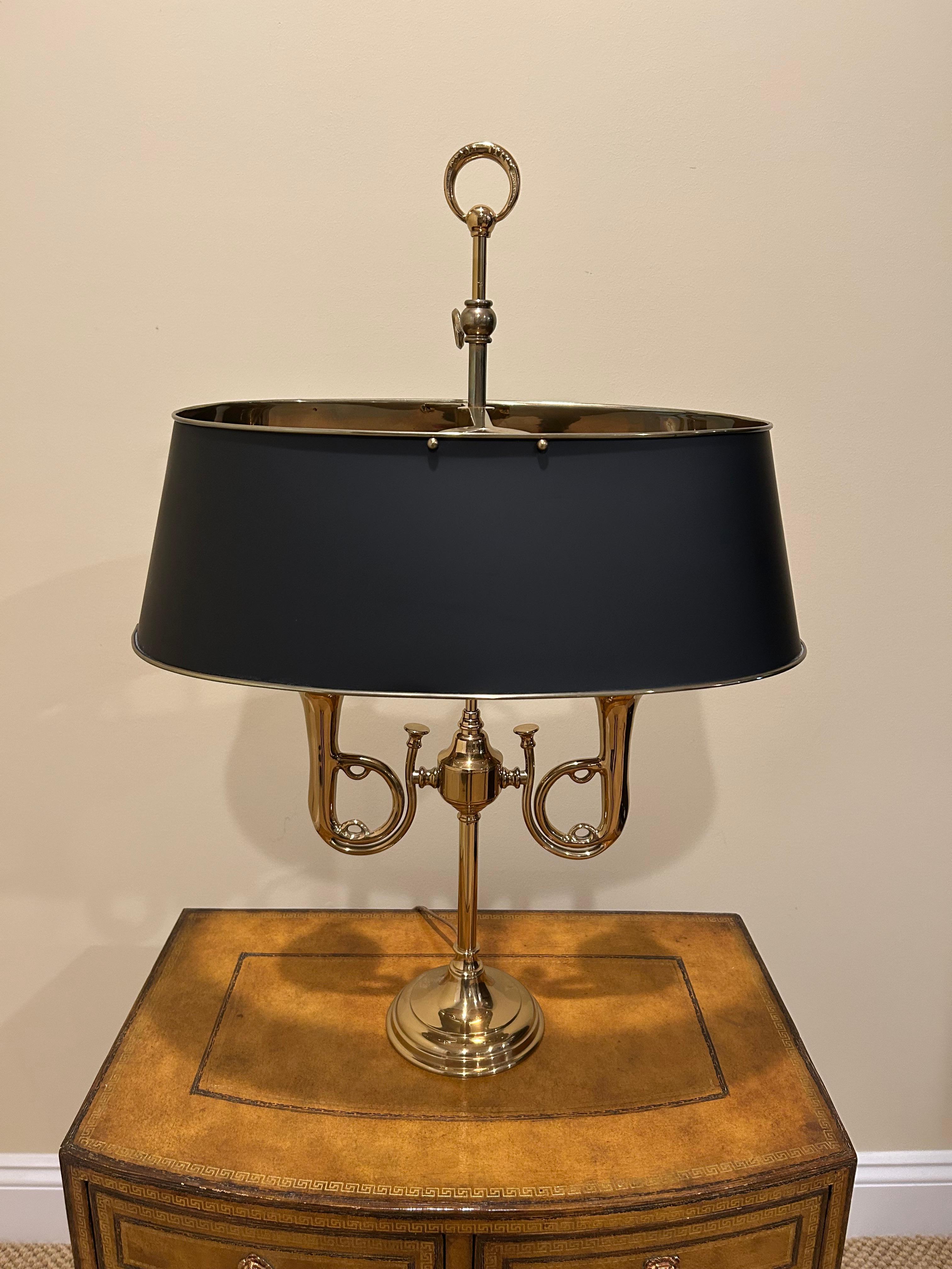 American Classic Chapman French Horn Style Buillotte Lamp with Oblong Metal Shade