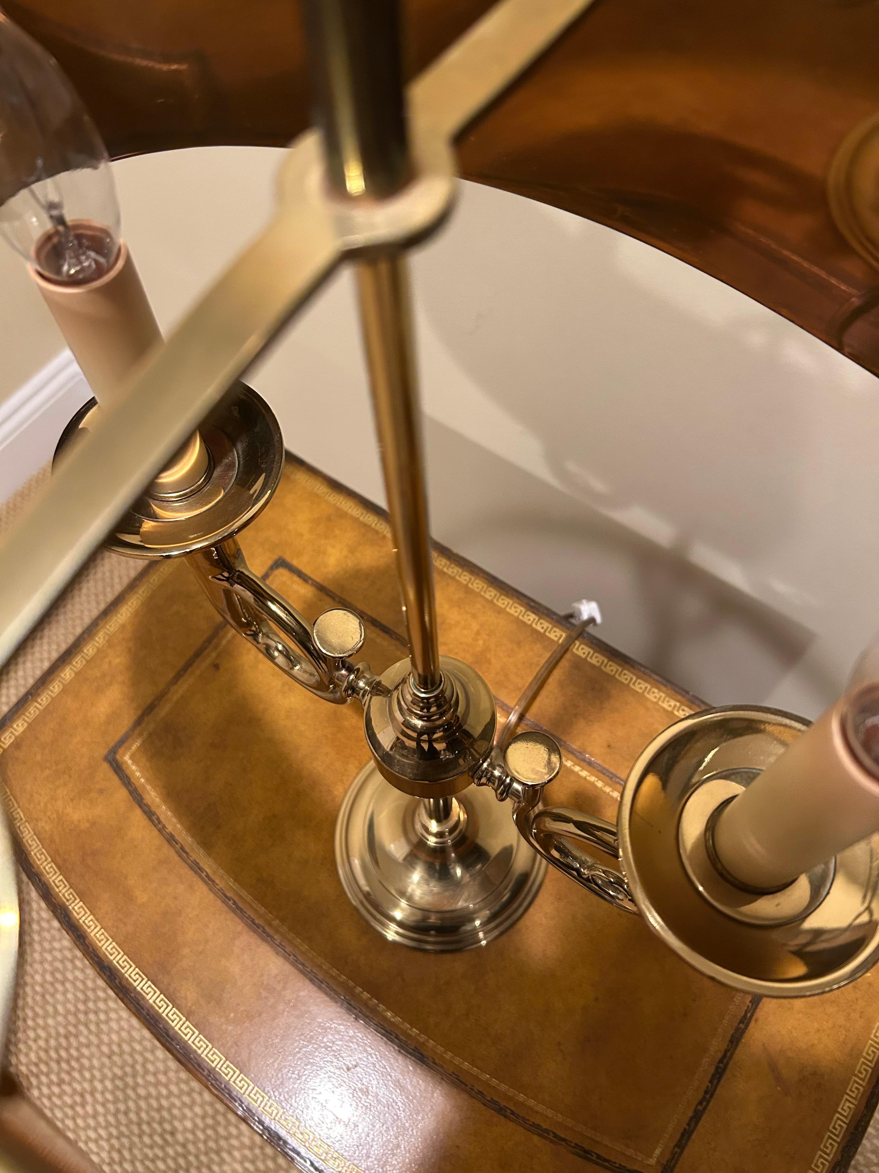Classic Chapman French Horn Style Buillotte Lamp with Oblong Metal Shade In Good Condition In Hopewell, NJ