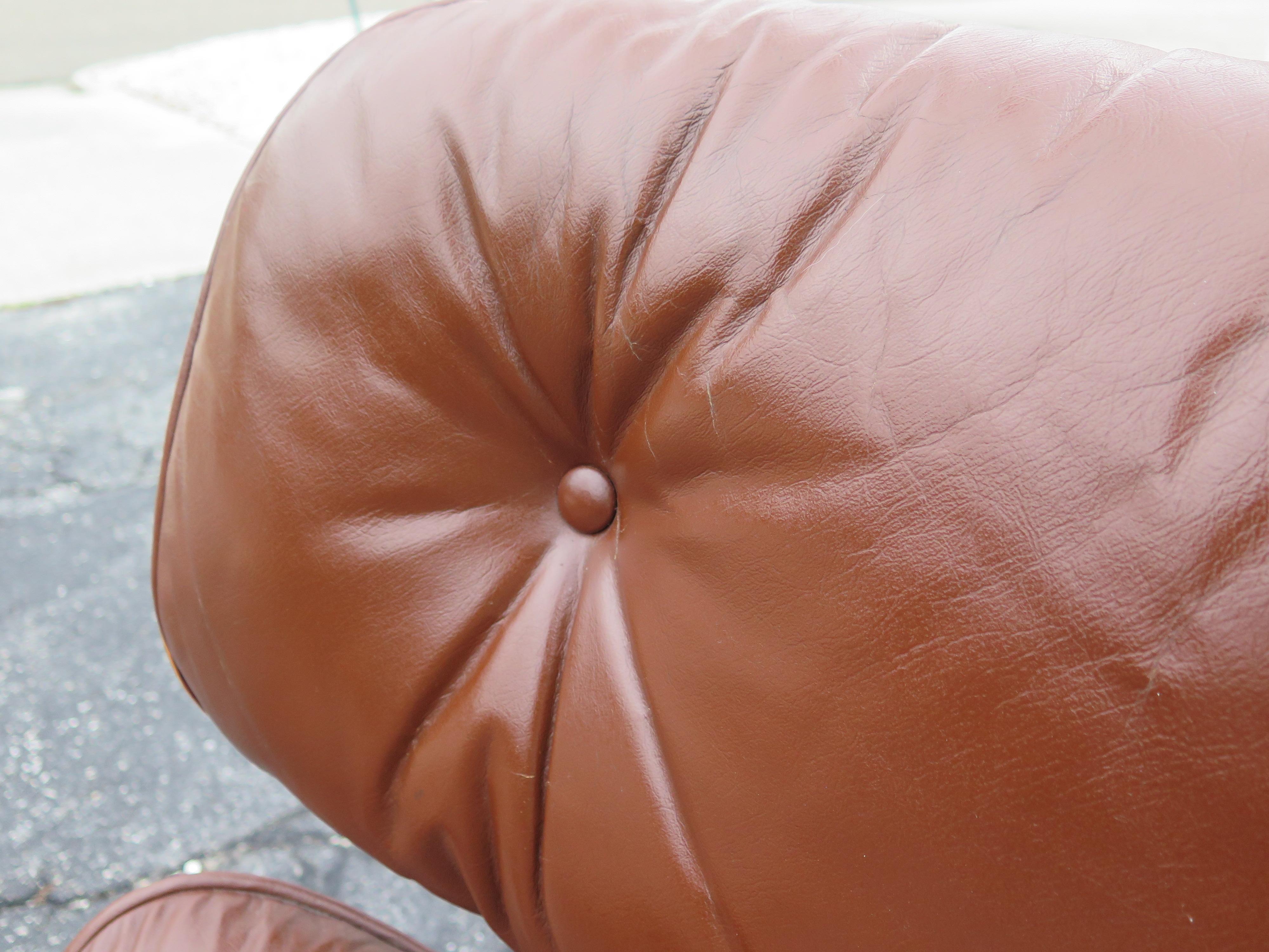  Classic Charles Eames Herman Miller Lounge Chair 1970's Cognac Brown Leather For Sale 9