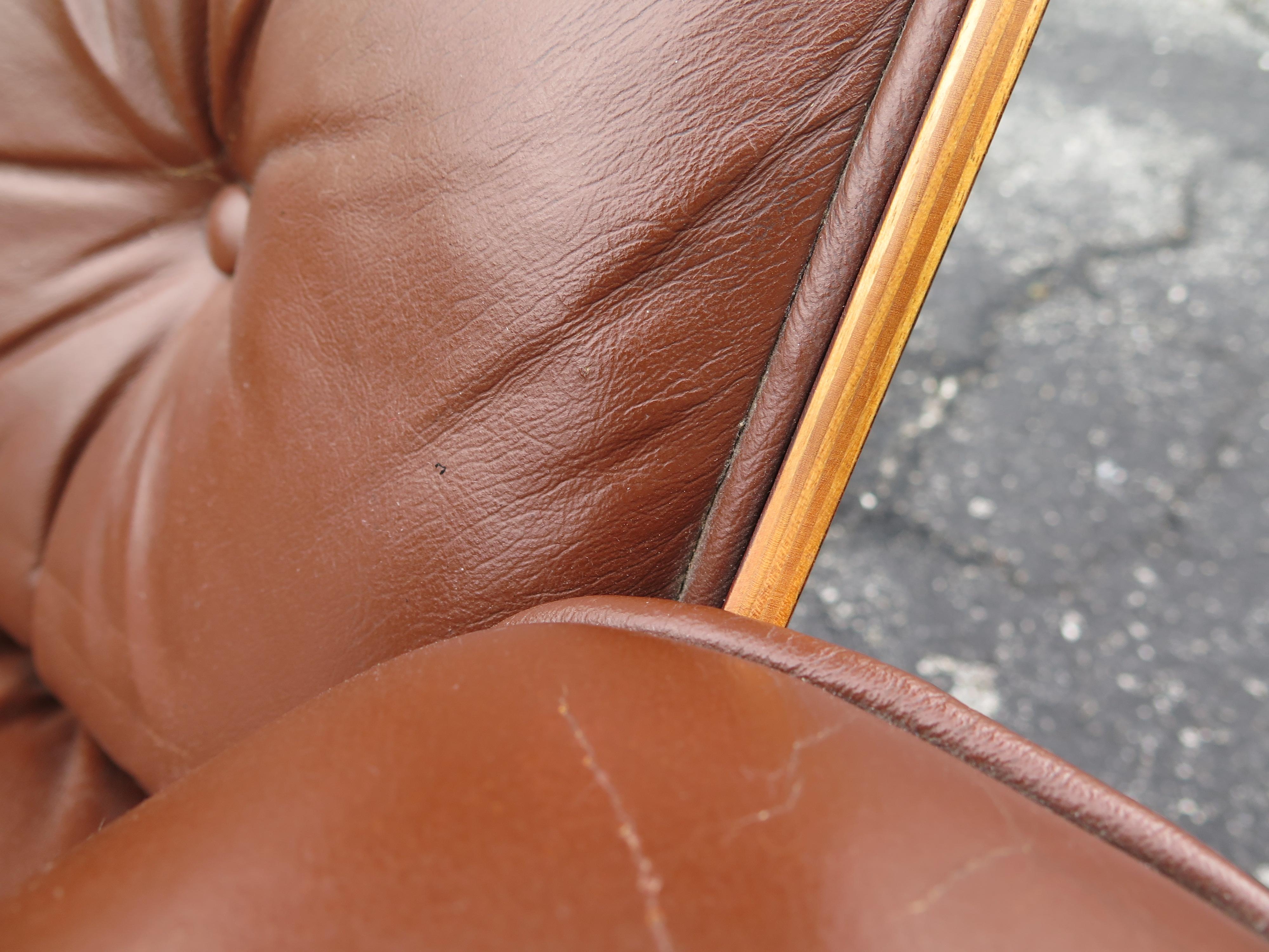  Classic Charles Eames Herman Miller Lounge Chair 1970's Cognac Brown Leather For Sale 10