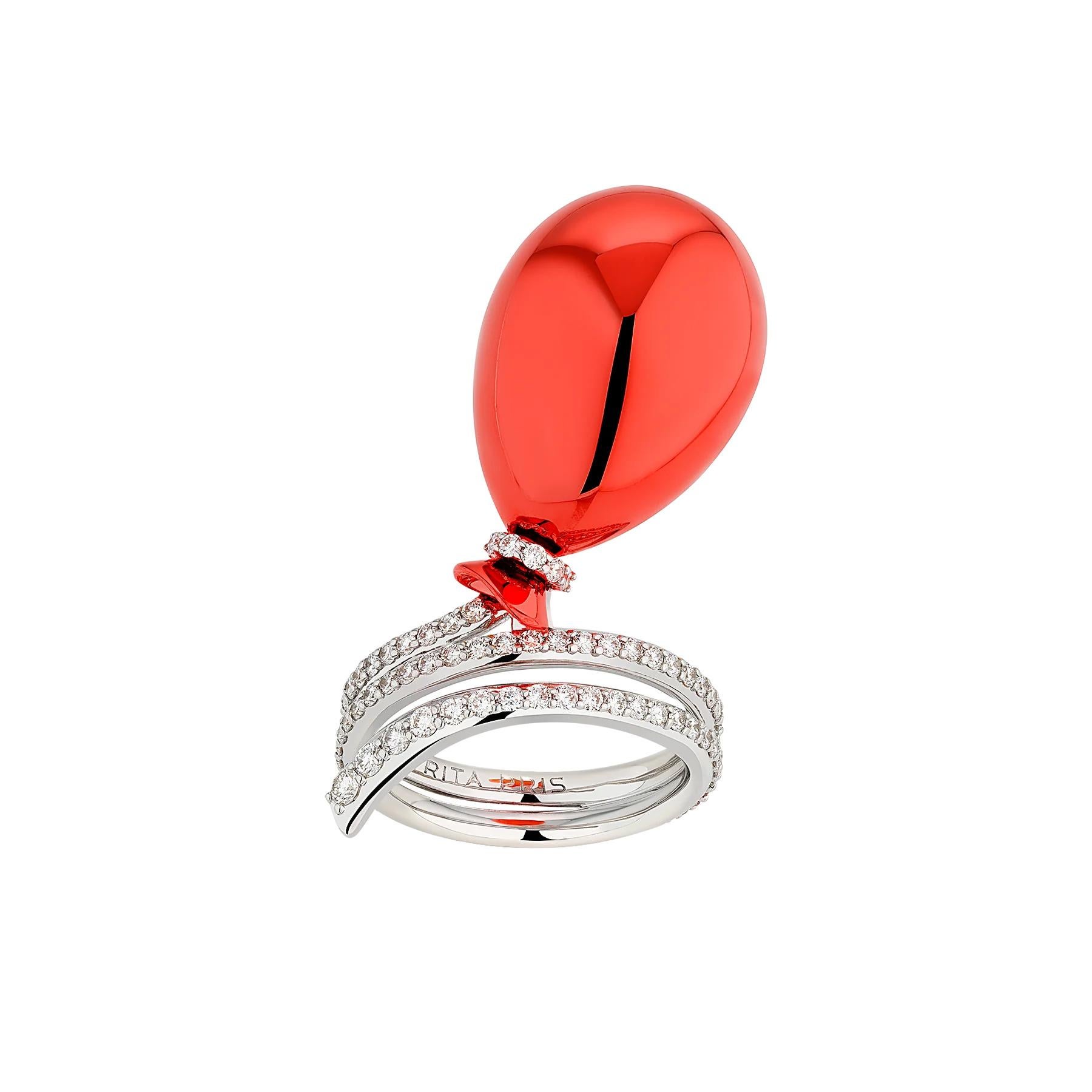 in vendita:  Anello classico a palloncino rosso ciliegia in oro bianco 18 carati 5