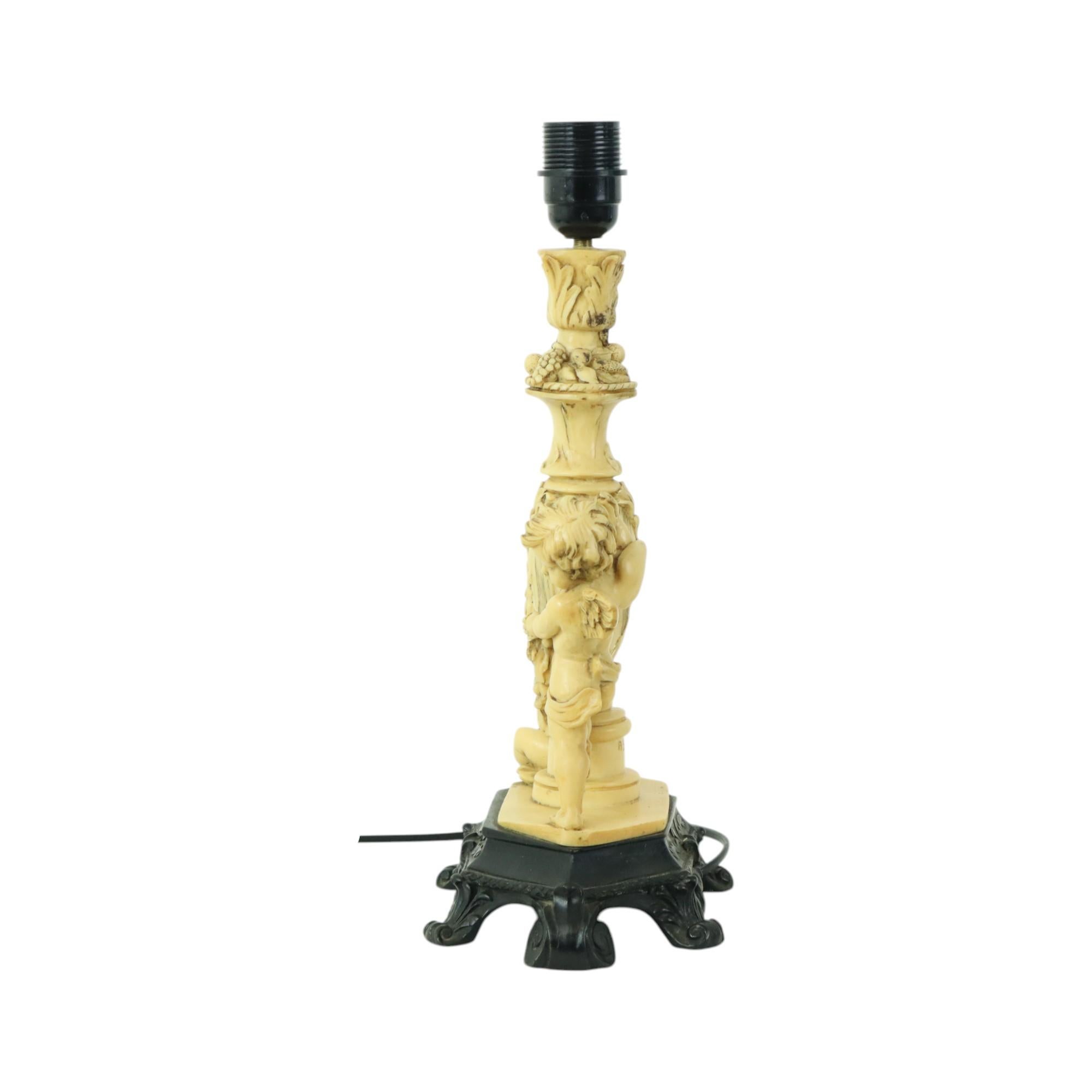 Resin Classic Cherubin Lamp A. Santini Table Lamp Italy Fifties 40cm
