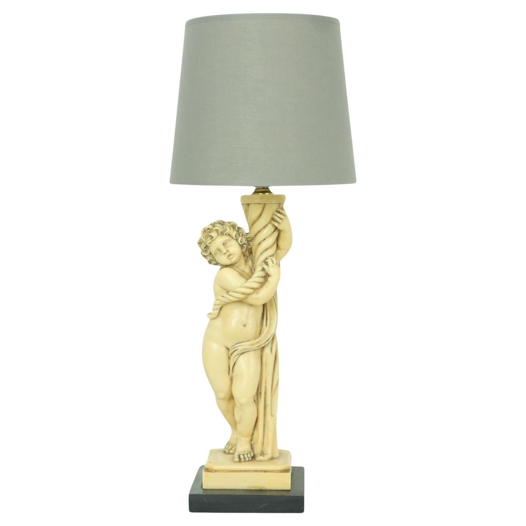 Classic Cherubin Lampe A. Santini Tischlampe Italien Fünfziger Jahre 57cm im Angebot