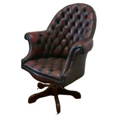 Vintage Classic Chesterfield Ox Blood Swivel Office Desk Chair.