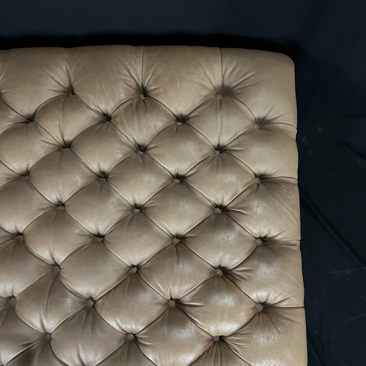 beige leather ottoman