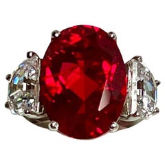 Classic Chic Art Deco Burma Ruby Diamond Lab Gems Costume Jewelry Ring