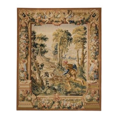 Classic Chinese Hand-Knotted Flemish Hunt Scene Wool Tapestry