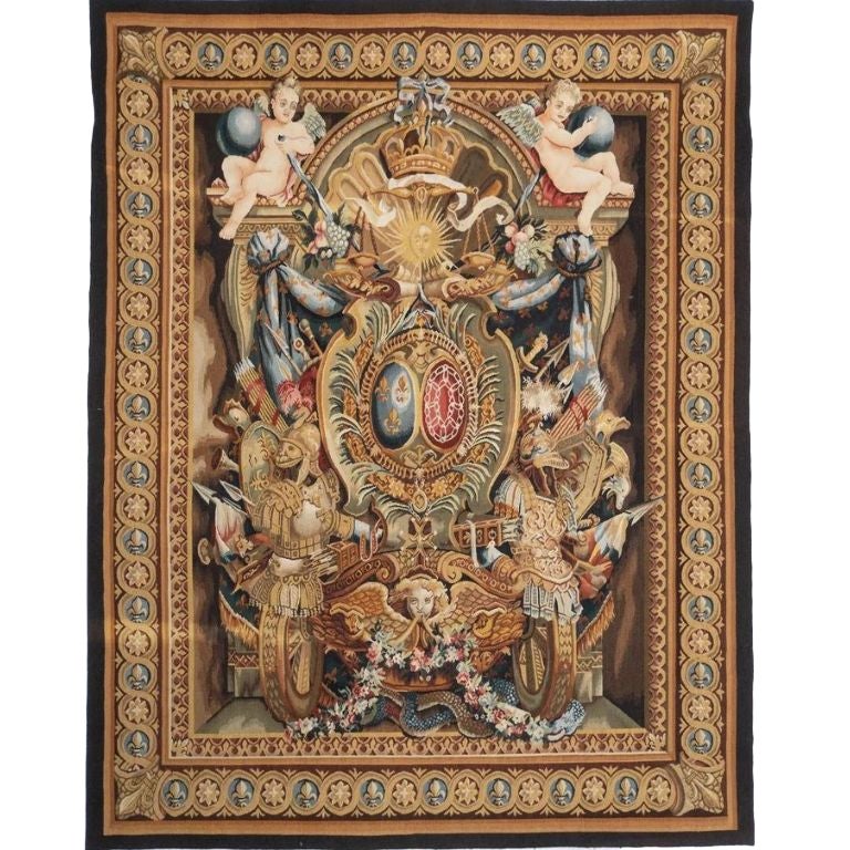 Classic Chinese Hand-Knotted Royal Heraldic Wool Tapestry 5x6
