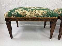 Classic Chippendale style benches with Schumacher dog toile upholstery