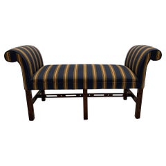 Classic Chippendale Style Upholstered Bench 