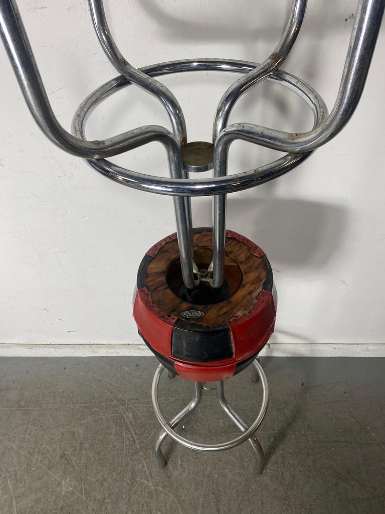 Classic Chrome Art Deco Swivel Bar / Counter Stools by Meyer Smith