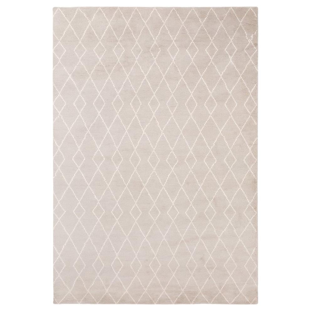Classic Clean Lines Customizable Trace Weave Rug in Dove Small For Sale