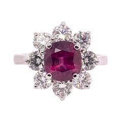 Classic Cocktail Diamond Ring with GIA certified Thailand Ruby