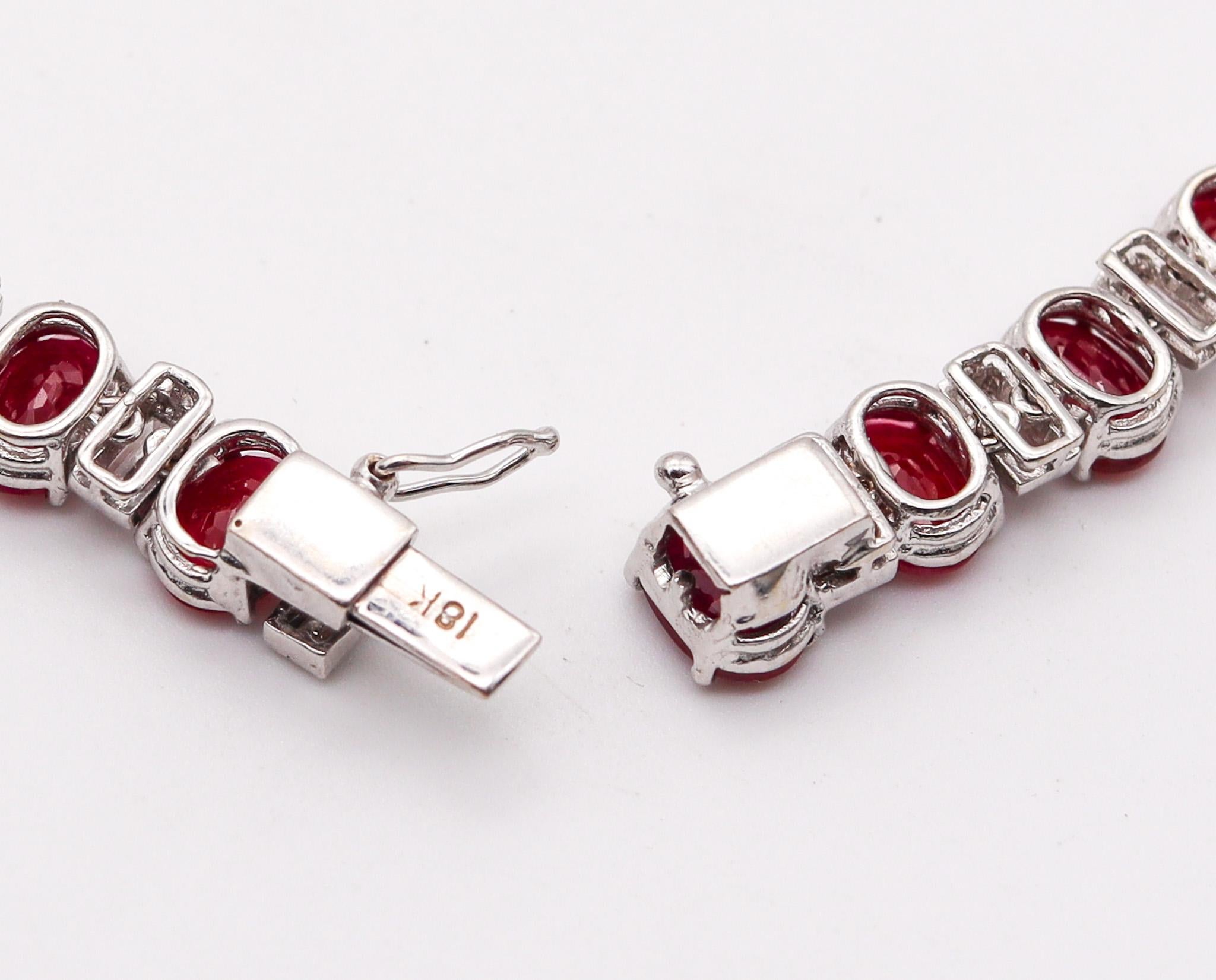 Classic Cocktail Necklace In 18Kt White Gold With 69.76 Cts In Rubies & Diamonds In Excellent Condition In Miami, FL