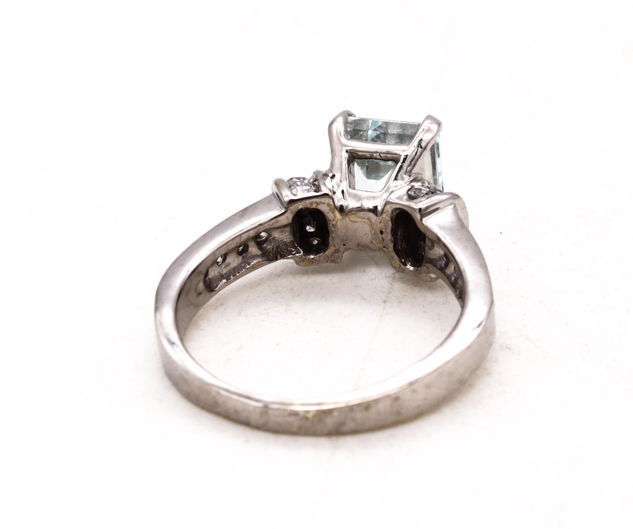 Women's Classic Cocktail Ring In 14Kt White Gold With 3.61 Ctw In Aquamarine And Diamond