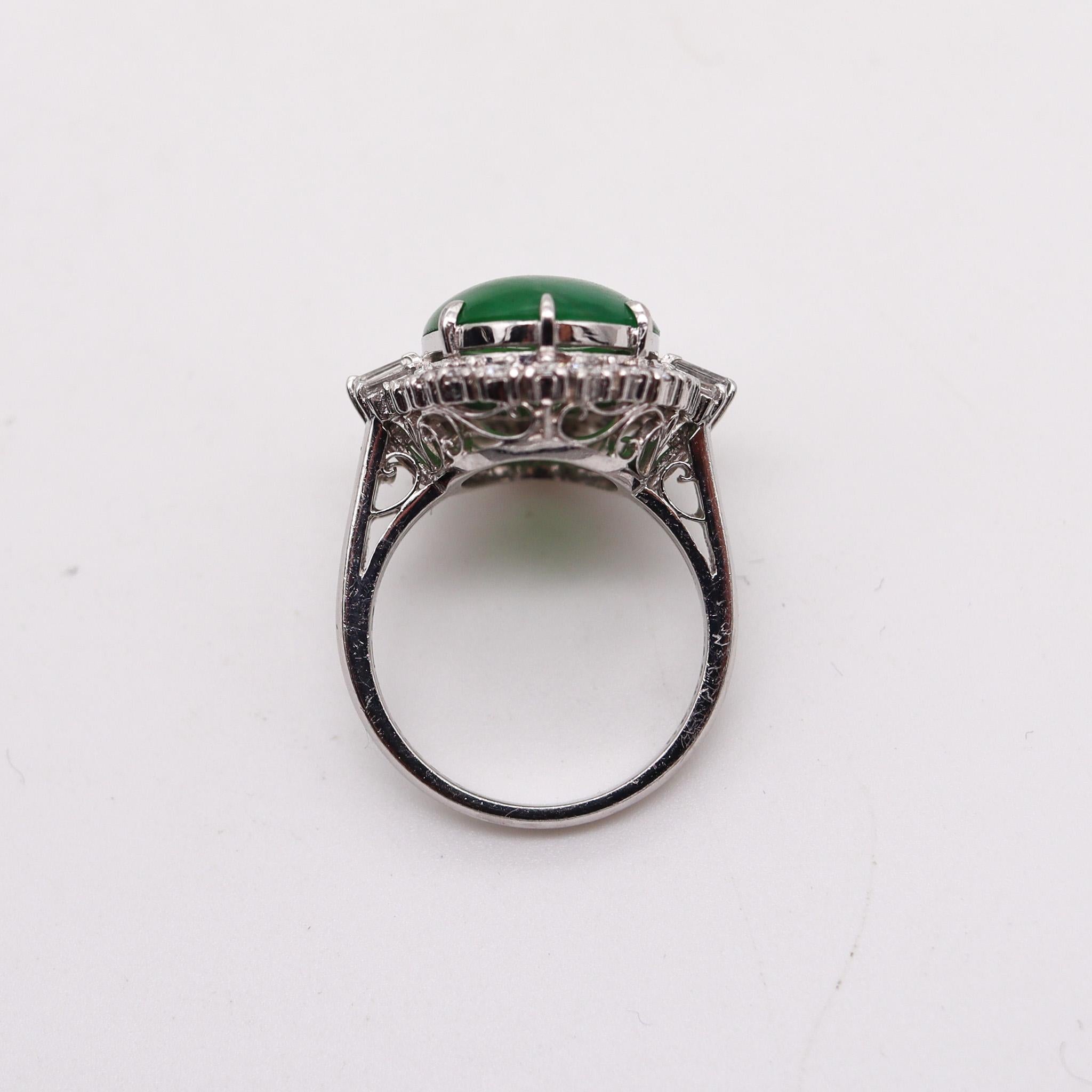 Classic Cocktail Ring in Platinum with 7.41ctw in Jadeite Jade and Diamonds 1