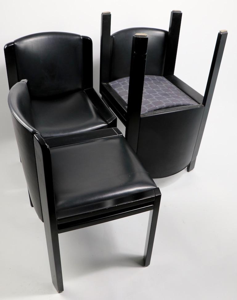 Classic Colombo Model 300 Dining Chairs Black Lacquer with Vinyl Upholstery 6
