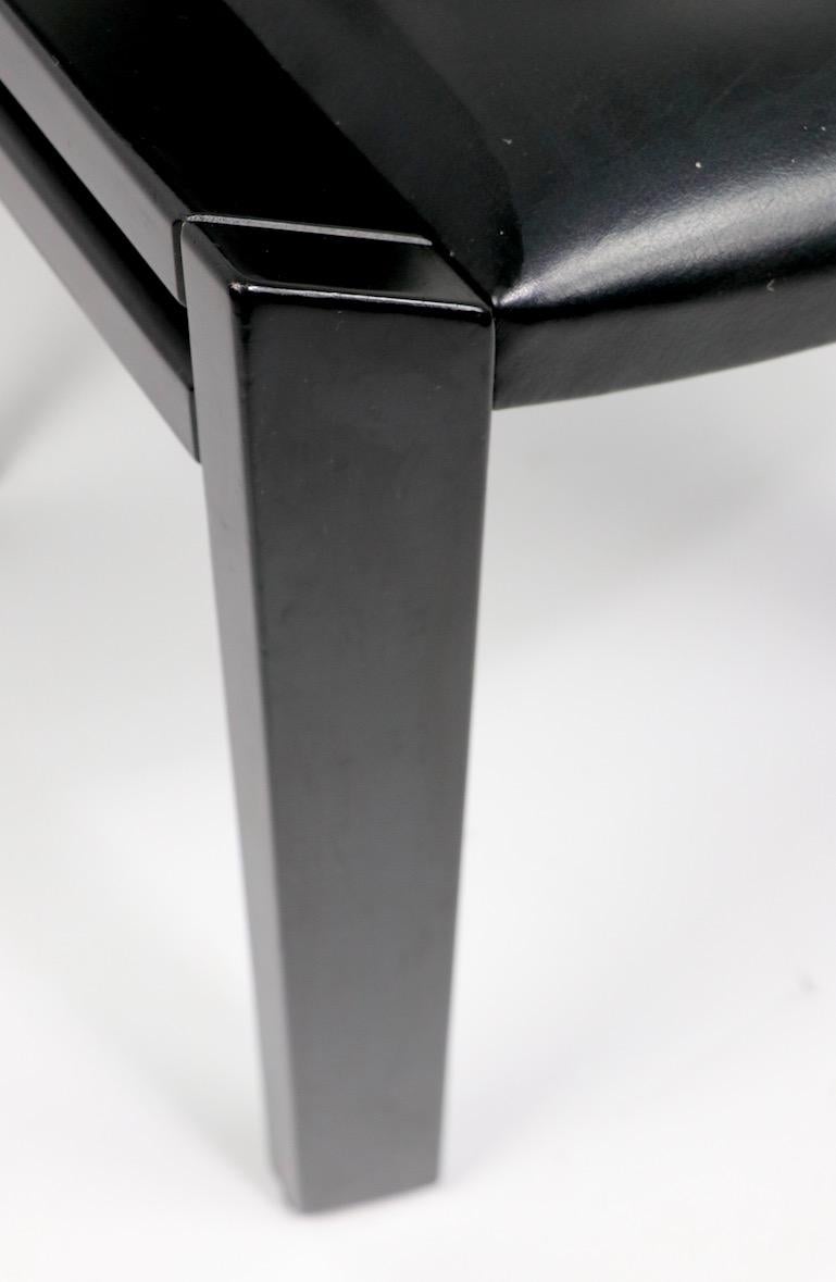 Italian Classic Colombo Model 300 Dining Chairs Black Lacquer with Vinyl Upholstery