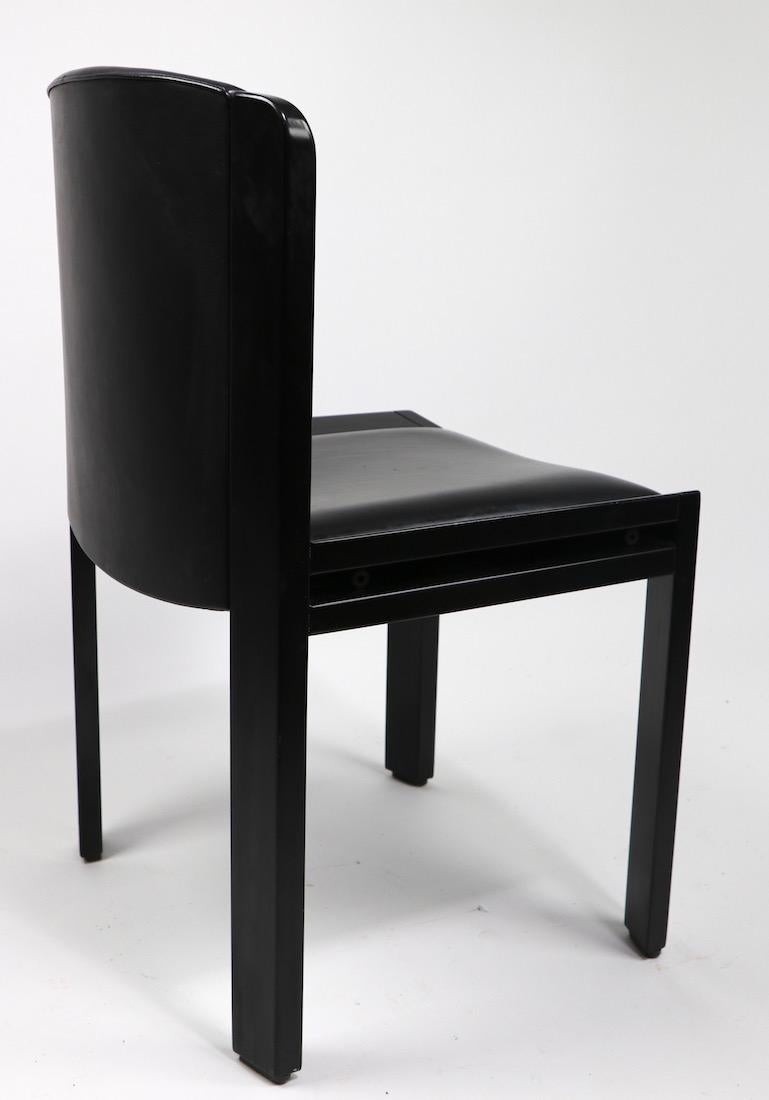 Classic Colombo Model 300 Dining Chairs Black Lacquer with Vinyl Upholstery 1