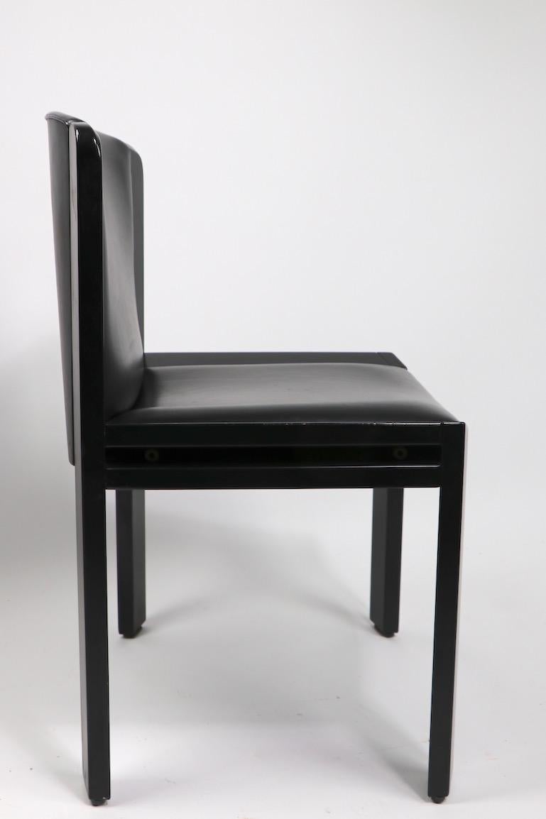 Classic Colombo Model 300 Dining Chairs Black Lacquer with Vinyl Upholstery 2