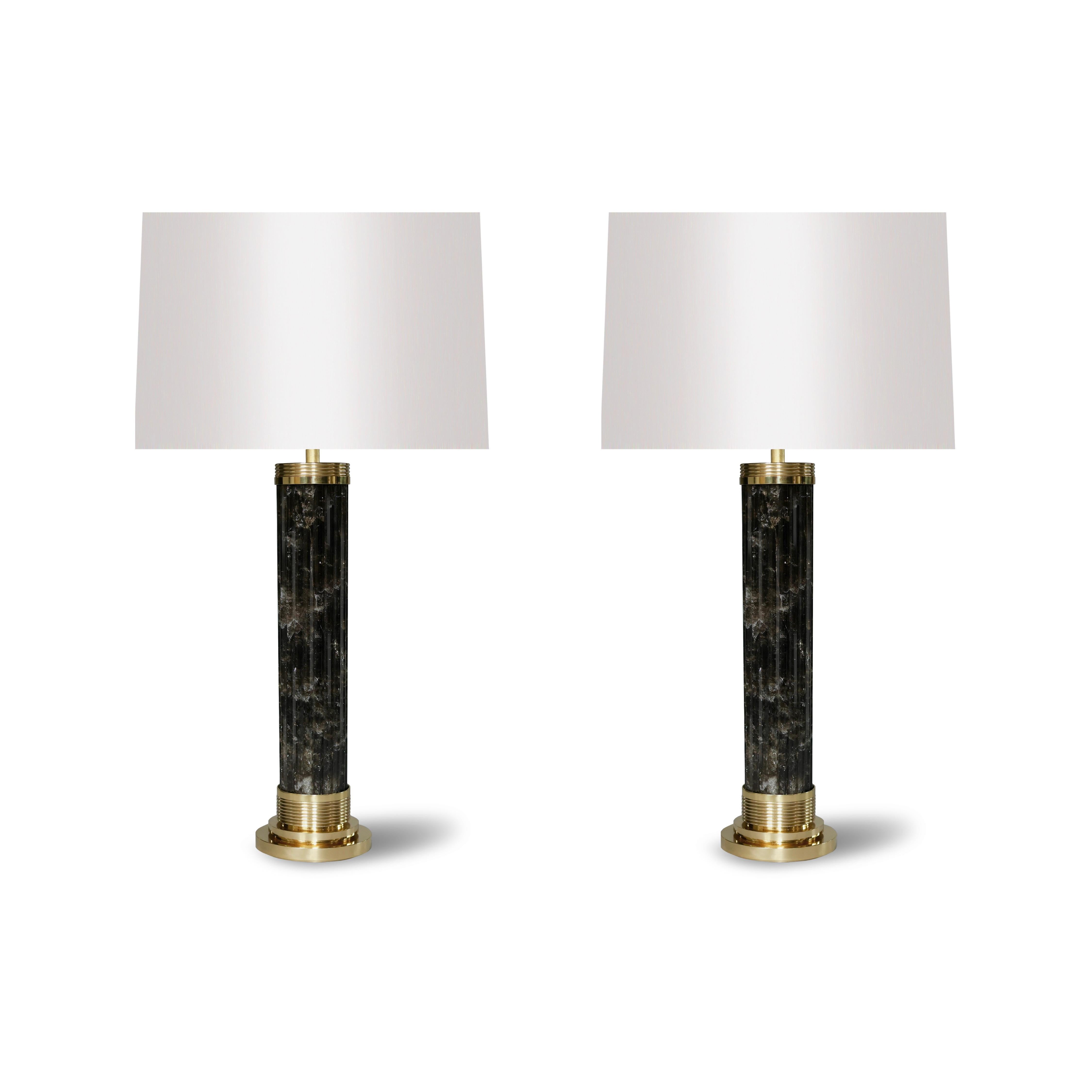 Contemporary Classic Column Form Rock Crystal Lamps For Sale