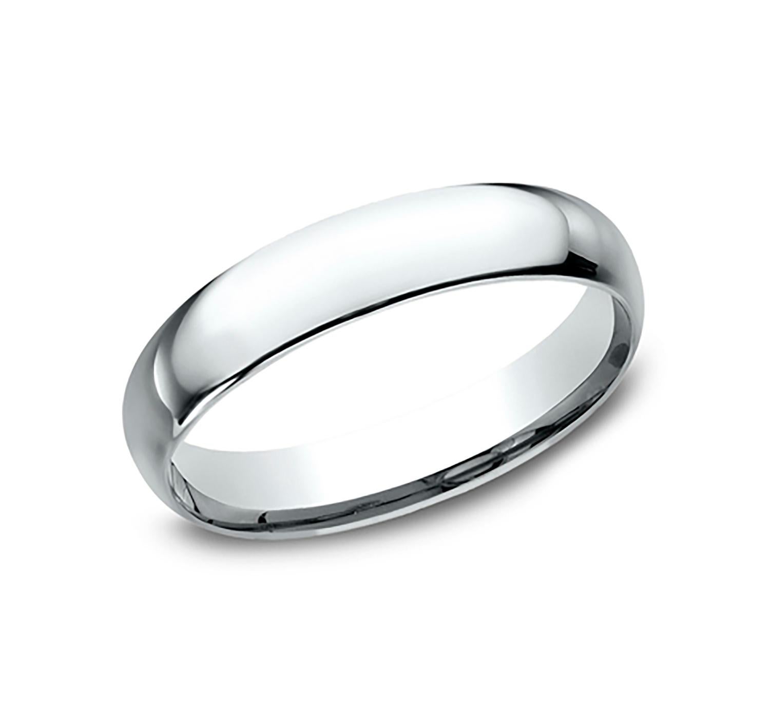 Contemporary Benchmark Classic Comfort Fit Wedding Band in 14K White Gold, Width 4mm For Sale