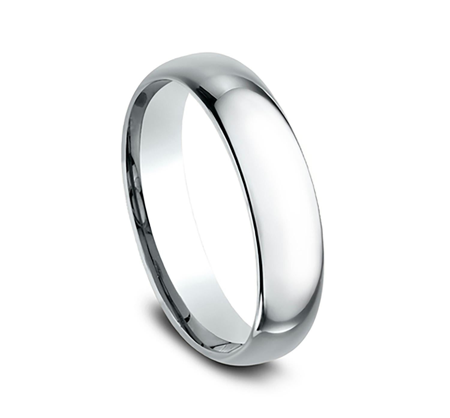 Contemporary Benchmark Classic Comfort Fit Wedding Band in 14K White Gold, Width 5mm For Sale