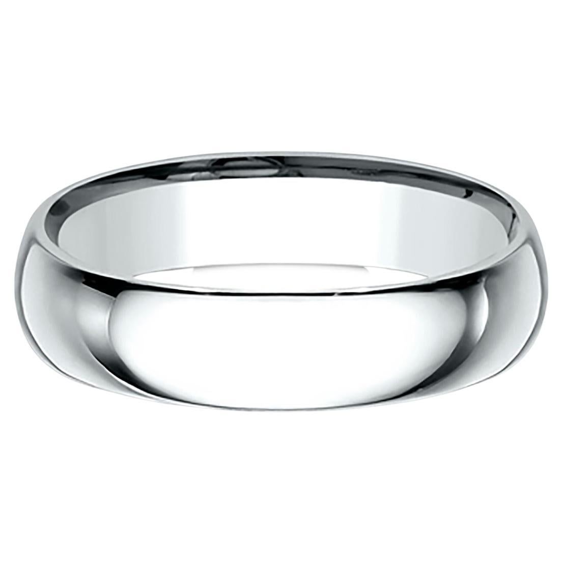 Benchmark Classic Comfort Fit Wedding Band in 14K White Gold, Width 5mm For Sale