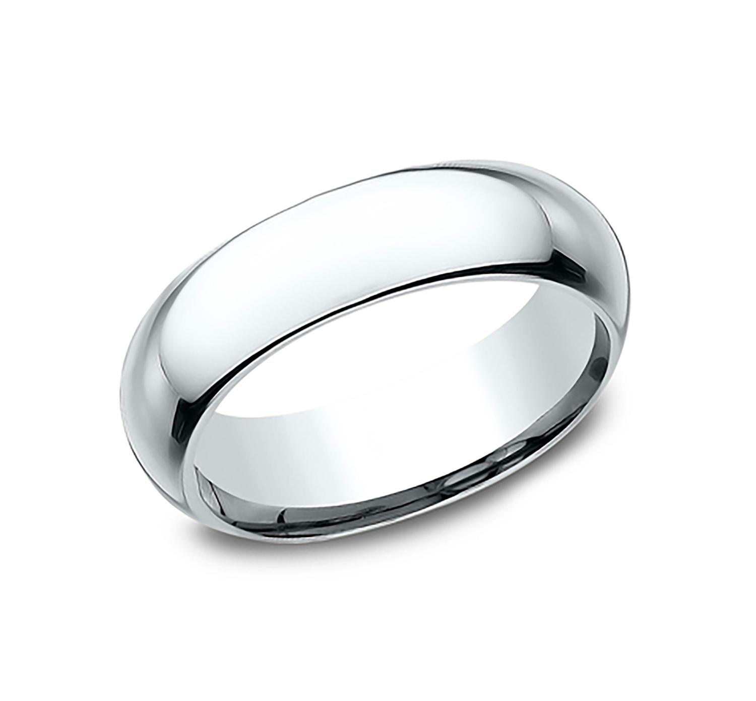 Contemporary Benchmark Classic Comfort Fit Wedding Band in 14K White Gold, Width 6mm For Sale