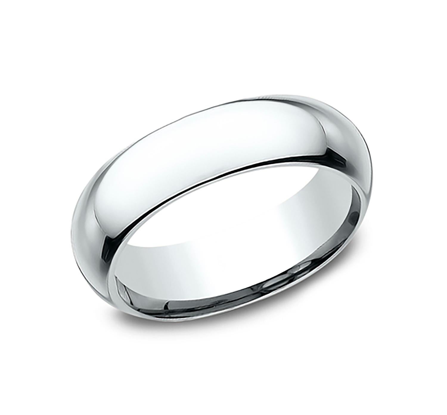 Contemporary Classic Comfort Fit Wedding Band in 14K White Gold, Width 6mm