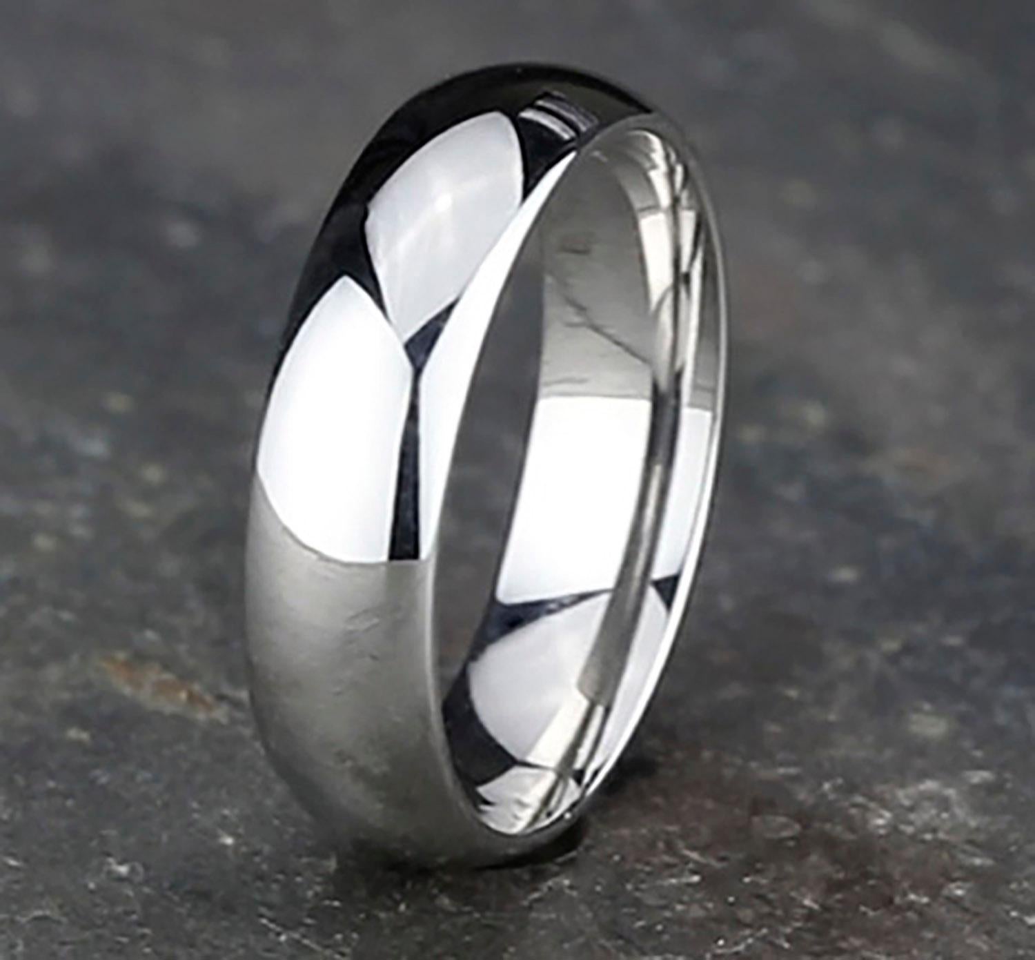 Classic Comfort Fit Wedding Band in 14K White Gold, Width 6mm In New Condition In New York, NY