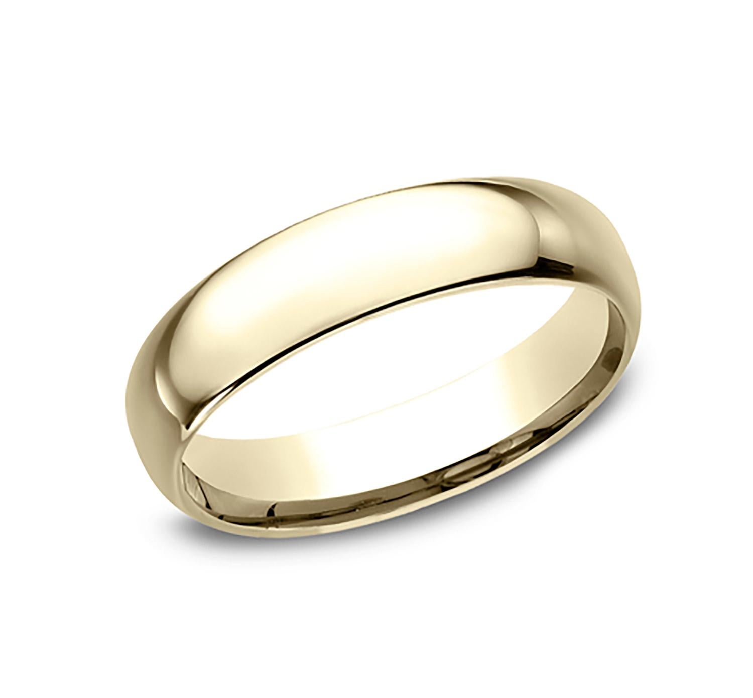 Contemporary Benchmark Classic Comfort Fit Wedding Band in 14K Yellow Gold, Width 5mm For Sale