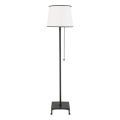 Floor Lamp Classic Contemporary Hand-sculpted Blackened Steel and Linen Shade