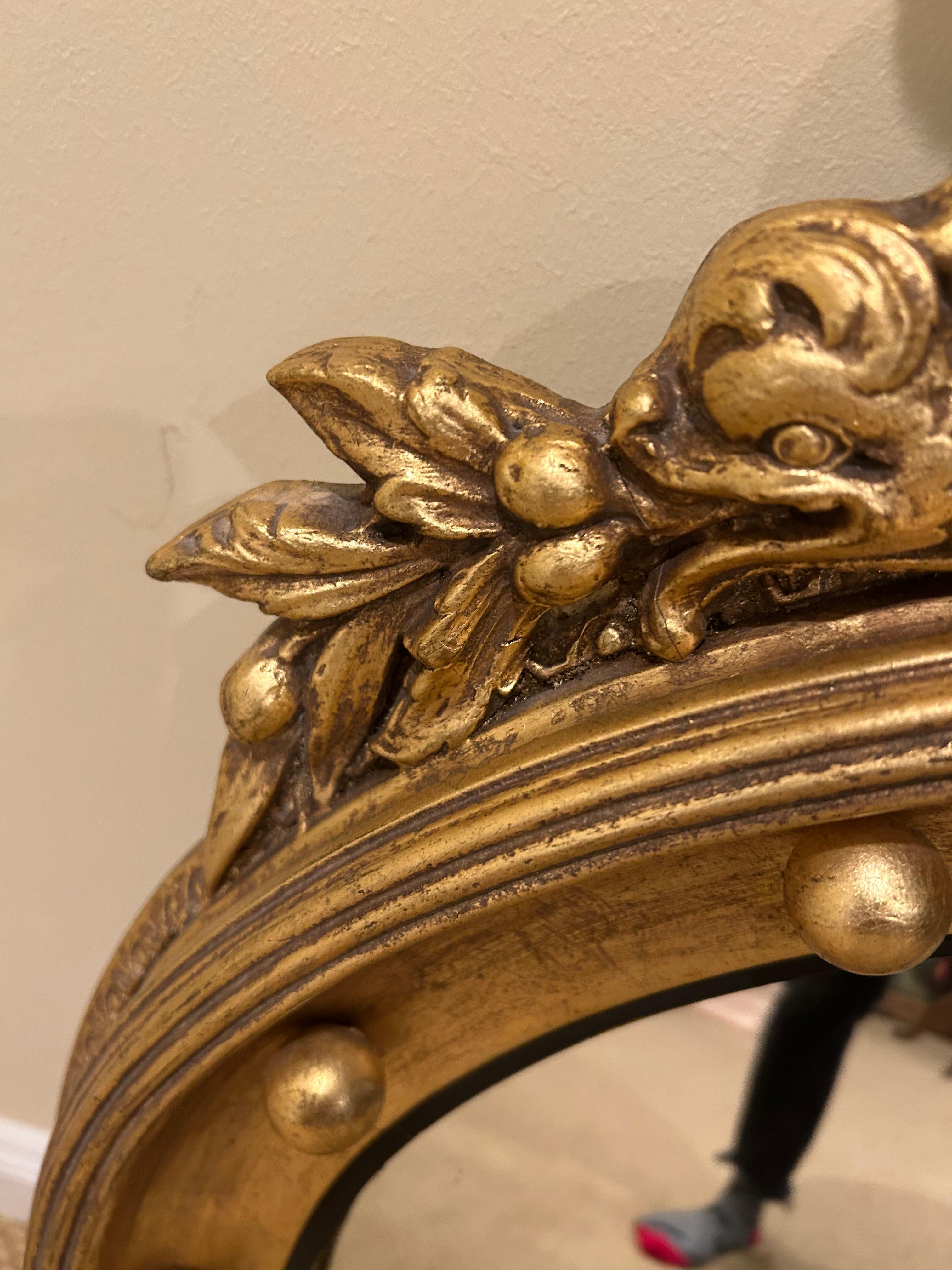 Classic Convex Mirror with Eagle by Friedman Brothers In Good Condition In Hopewell, NJ