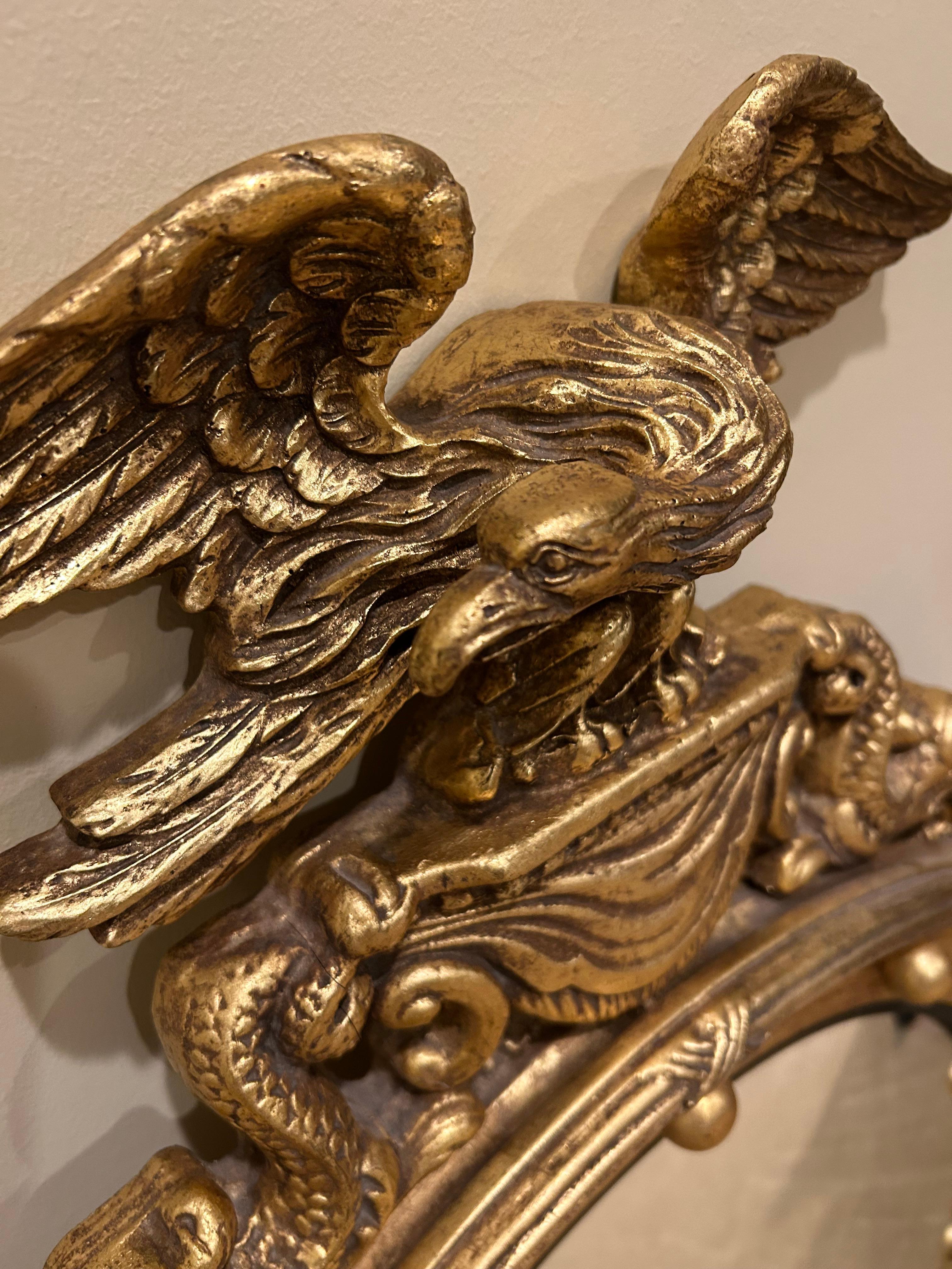 Contemporary Classic Convex Mirror with Eagle by Friedman Brothers