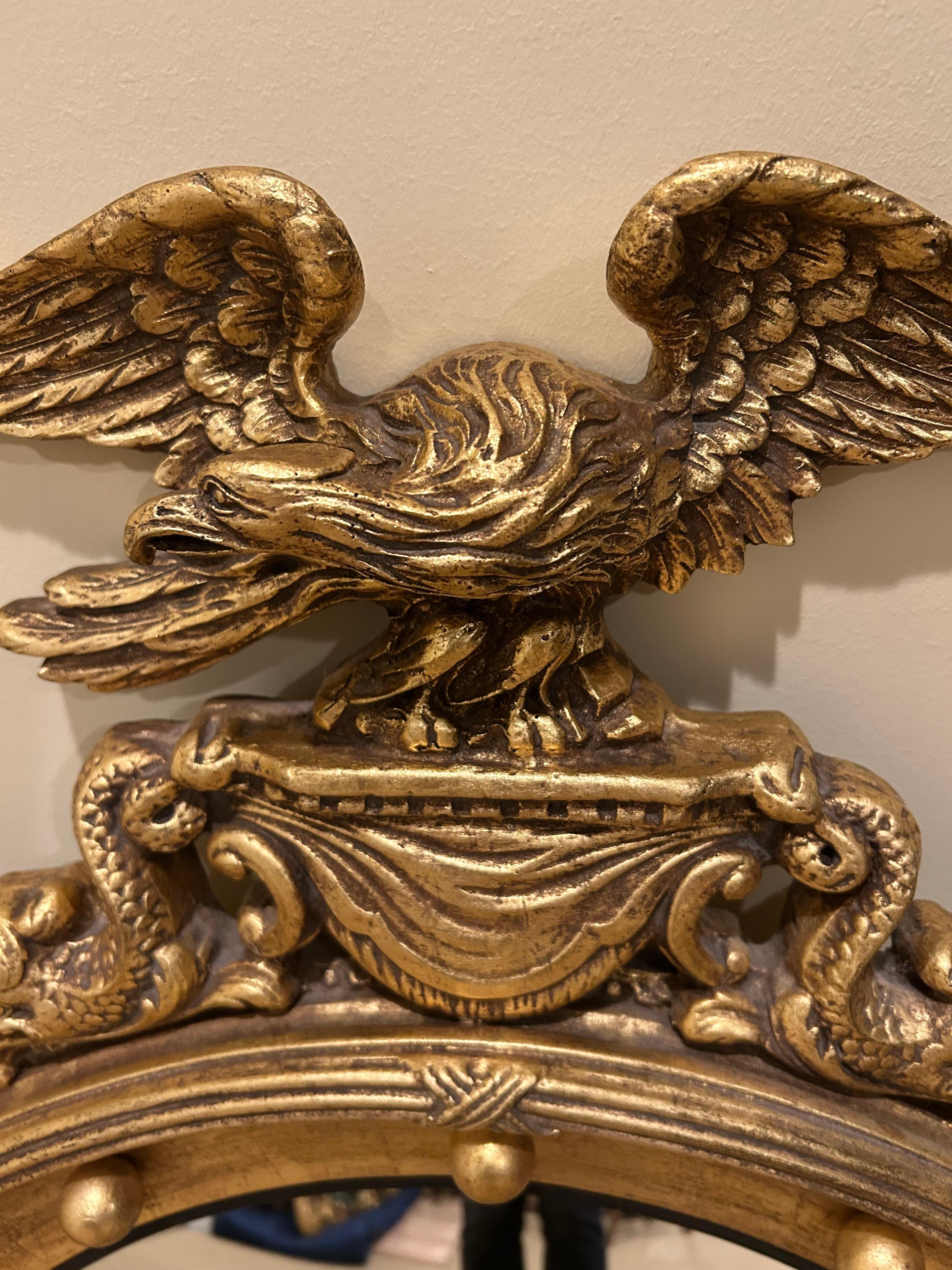 Gesso Classic Convex Mirror with Eagle by Friedman Brothers