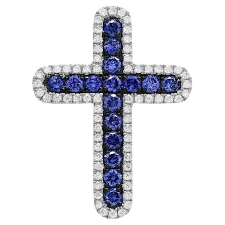Classic Cross Black Diamond White 14k Gold Pendant for Her For Sale at ...