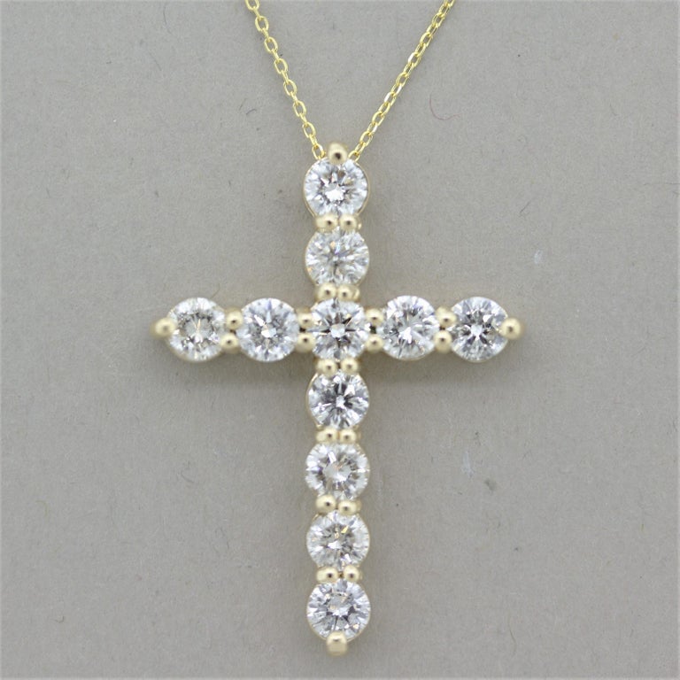 Classic Cross Diamond Gold Pendant For Sale at 1stDibs