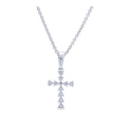 Classic Cross Pendant in 0.15 Carat Diamonds in 14K White Gold