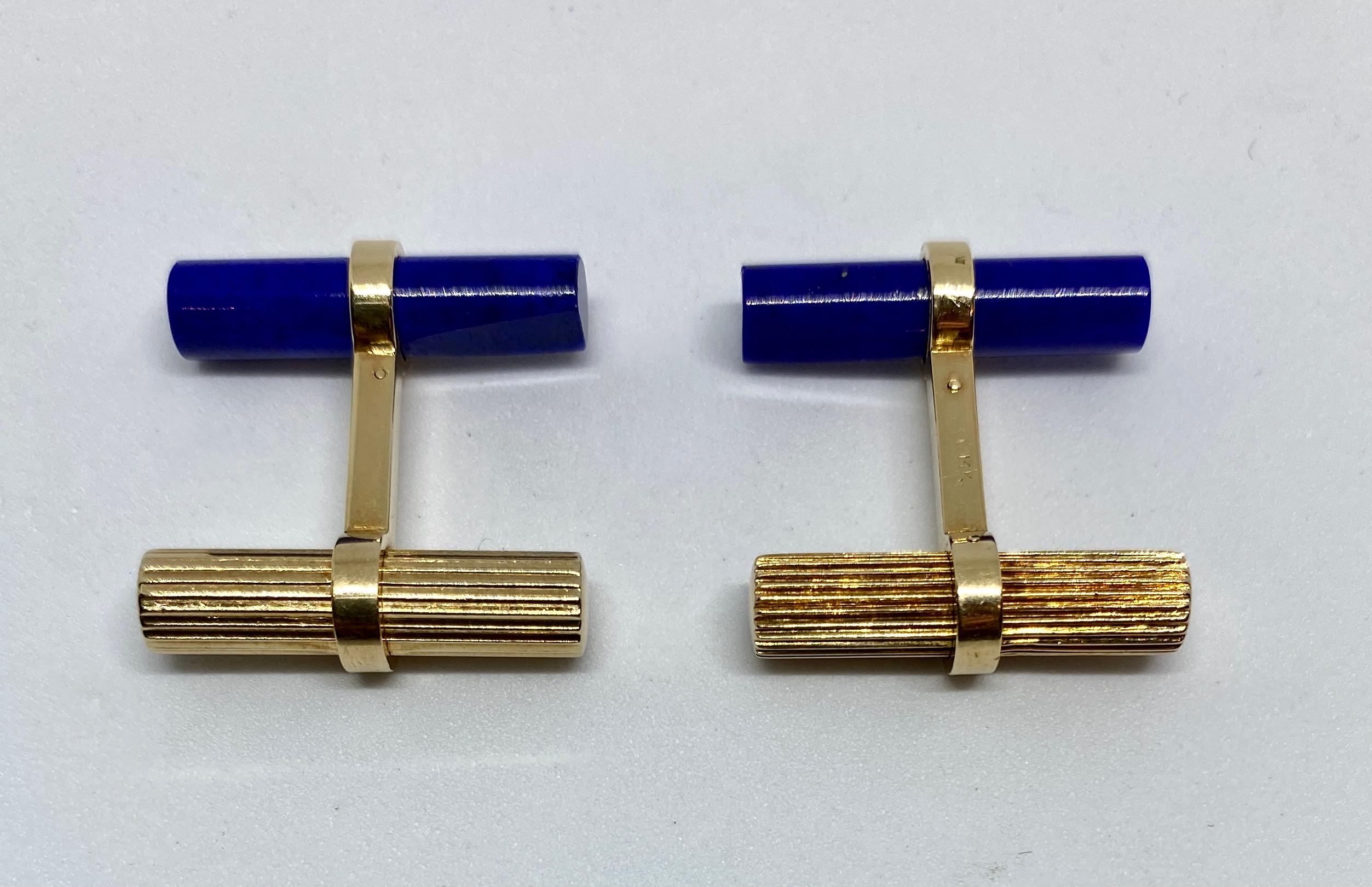 Contemporary Classic Cufflinks with Interchangeable Gold, Lapis and Black Onyx Batons
