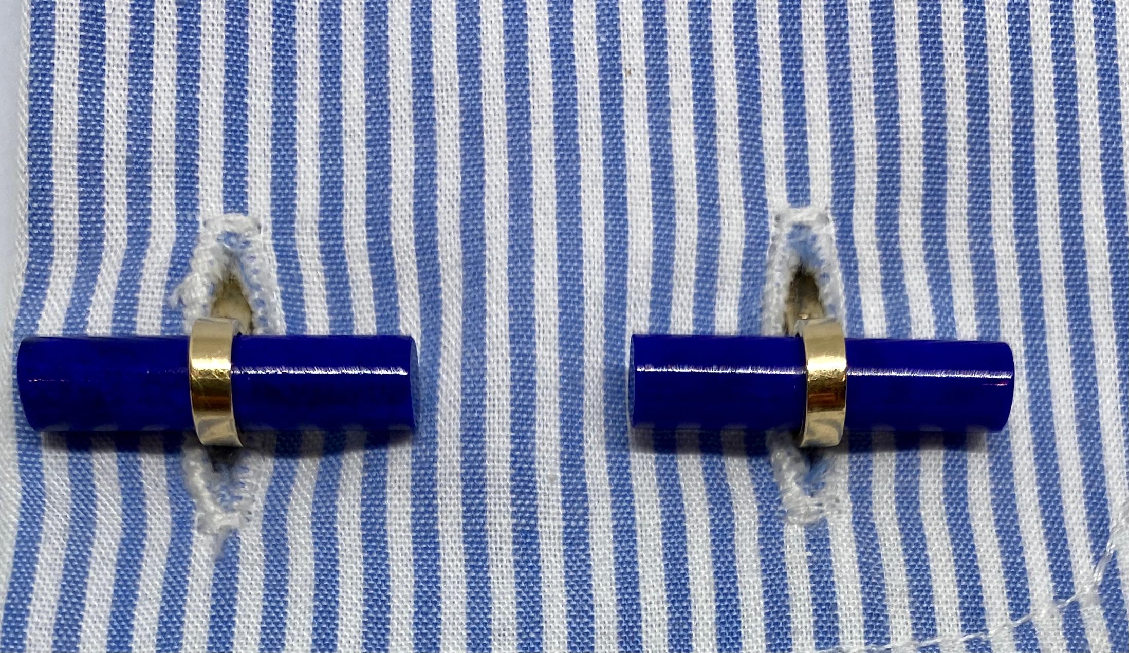 Women's or Men's Classic Cufflinks with Interchangeable Gold, Lapis and Black Onyx Batons