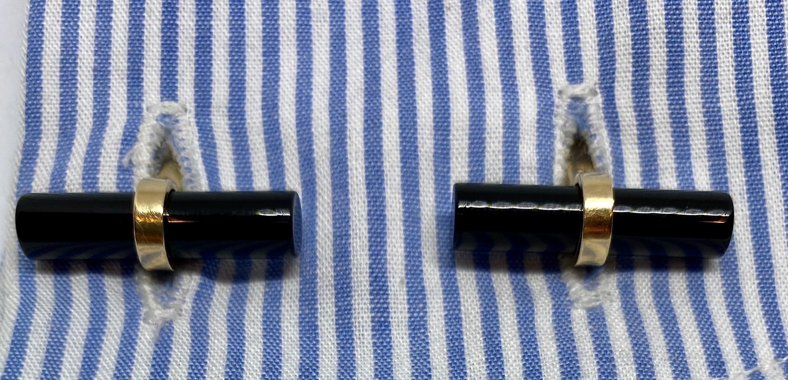 Classic Cufflinks with Interchangeable Gold, Lapis and Black Onyx Batons 1